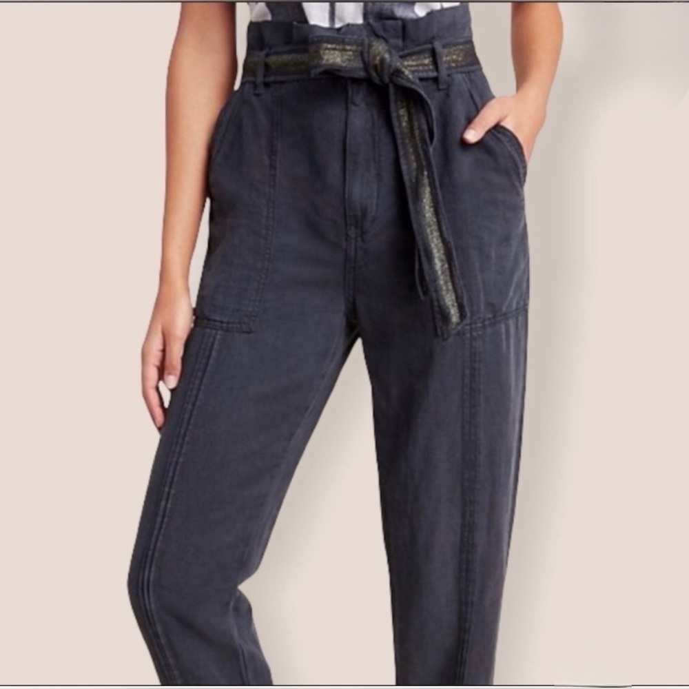 EUC Anthropologie Linen Blend Utility Paper Bag Jogger SZ 10. Inseam 13.5”approx - Picture 3 of 12